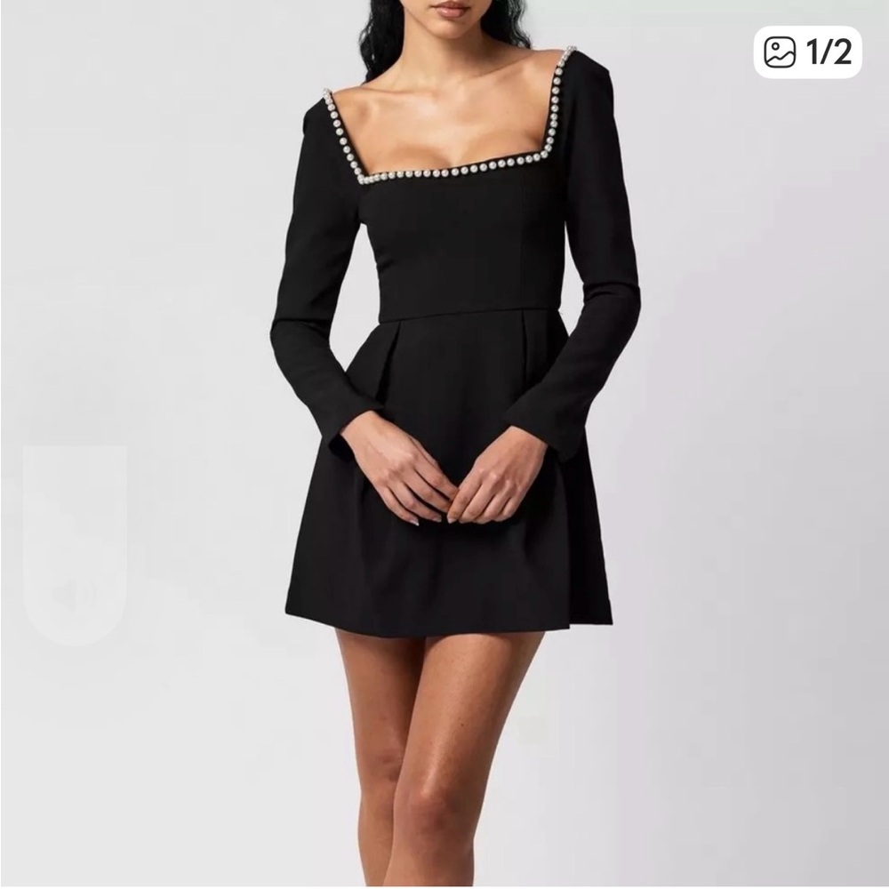 Odd Muse London Pearl Trim Black Mini Dress NWT size S